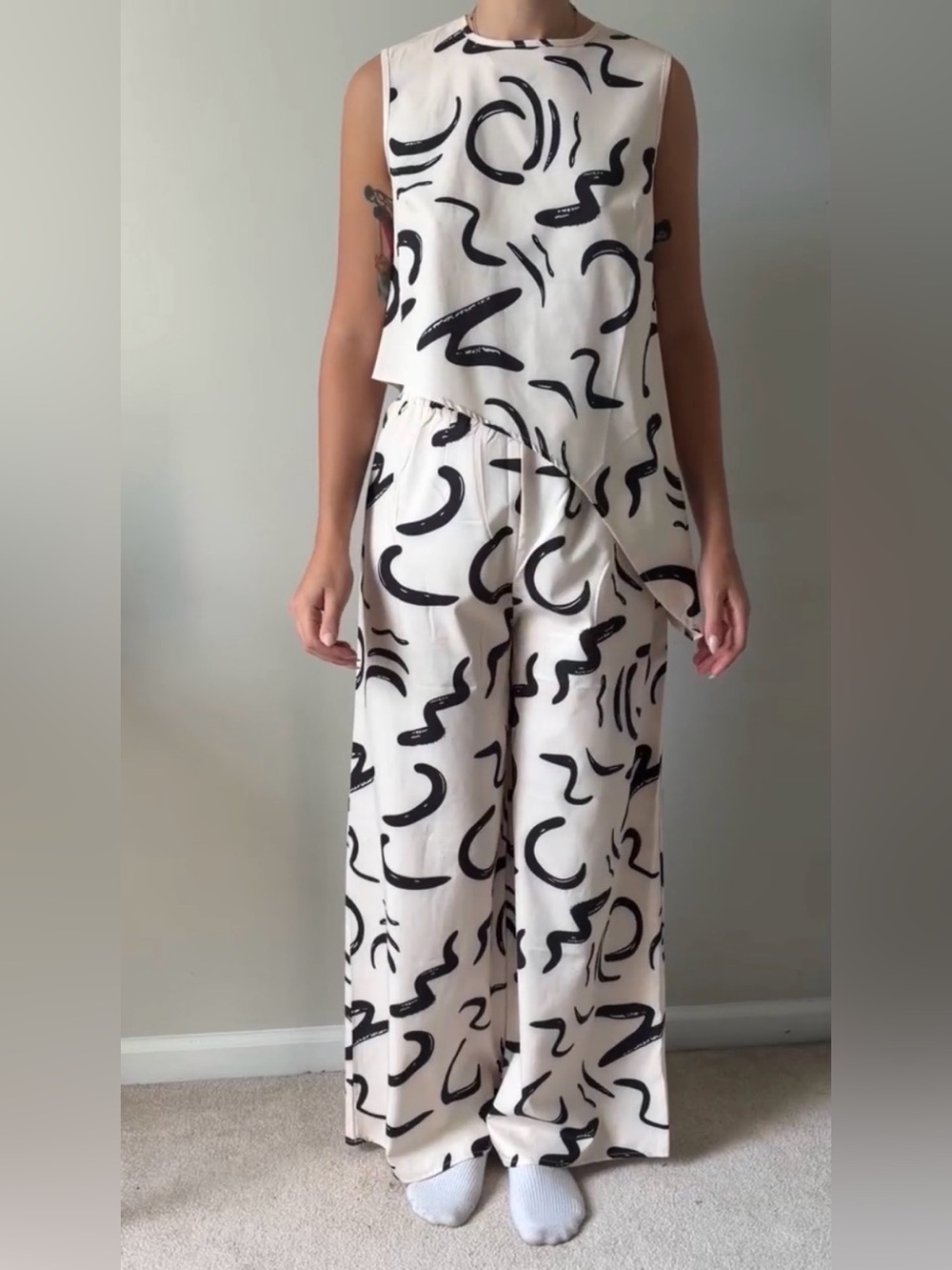 Beige & Black 2 Piece Set